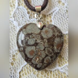 Heart-Shaped Jasper Gemstone Pendant Necklace
